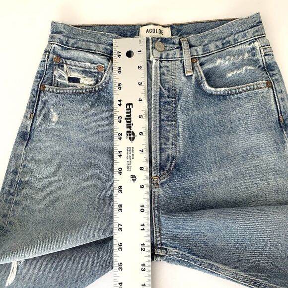 Agolde Jeans 90s Mid Rise Loose Sz 23 Light Wash Denim Button Fly Grunge Street - Picture 9 of 13